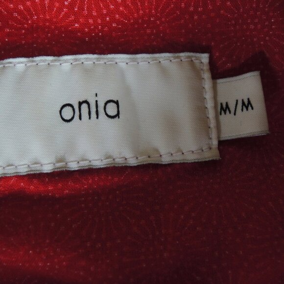 Onia Red & White Circle Dot Print Short Sleeve Button Shirt M - Picture 8 of 9